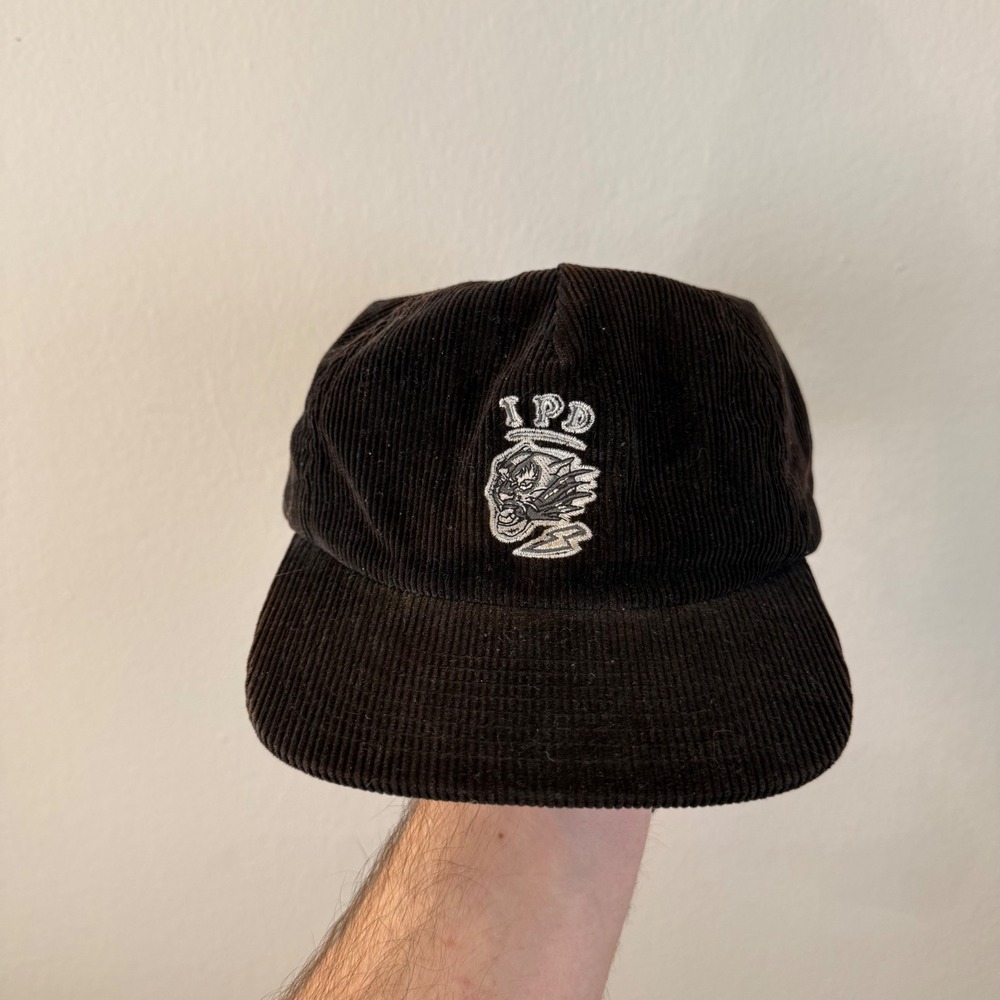 IPD Corduroy Embroidered Logo Baseball Cap Brown‎ Adjustable Strap